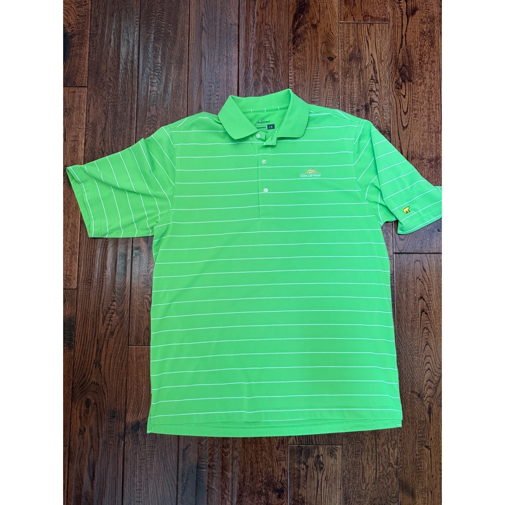 Jack Nicklaus Green Striped Performance Golf Polo Mens Medium Lake Las Vegas